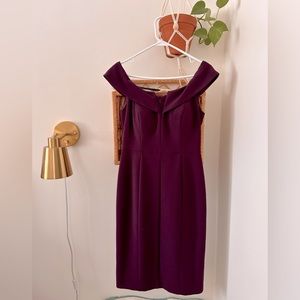 SOLD Purple fitted silhouette off shoulder dress